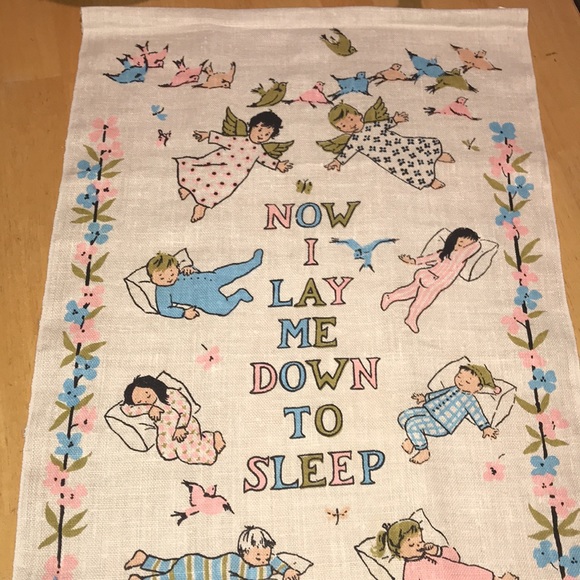 1950 Stevens Linen Bedtime Prayer Banner EUC - Picture 3 of 17